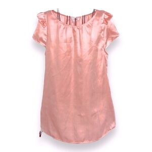 Forever 21 Cottagecore Peach Size S Silky Pink Short Sleeve Blouse